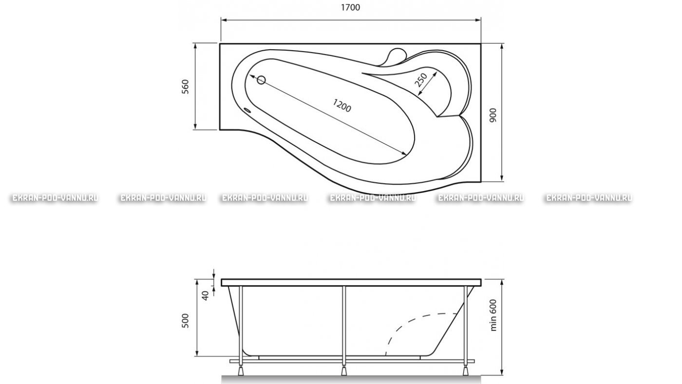 Акриловая ванна Relisan Isabella 170x90x60 – купить по цене 24130 руб. в интернет-магазине в городе Пенза картинка 13