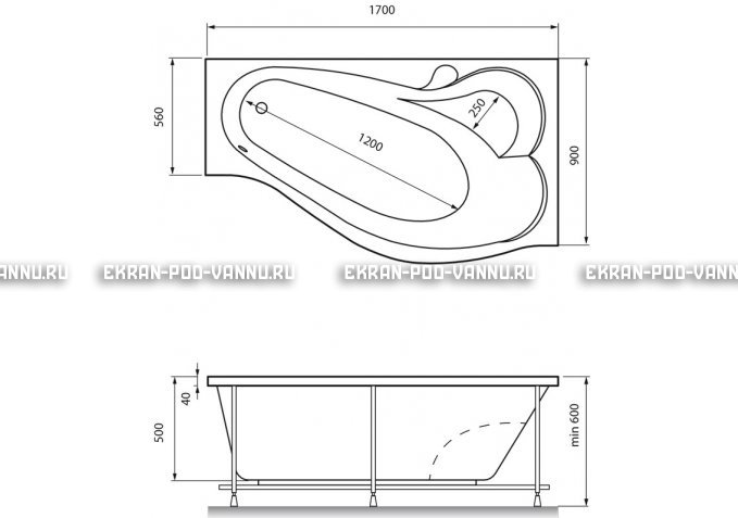 Акриловая ванна Relisan Isabella 170x90x60 – купить по цене 24130 руб. в интернет-магазине в городе Пенза картинка 4