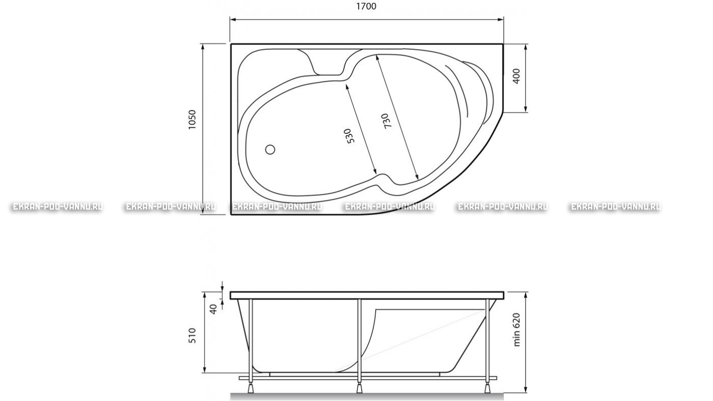 Акриловая ванна Relisan Sofi 170x105 – купить по цене 23480 руб. в интернет-магазине в городе Пенза картинка 13