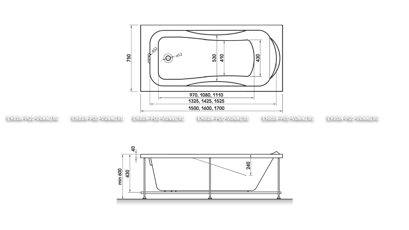 Акриловая ванна Relisan Elvira 160x75 – купить по цене 15940 руб. в интернет-магазине в городе Пенза картинка 10