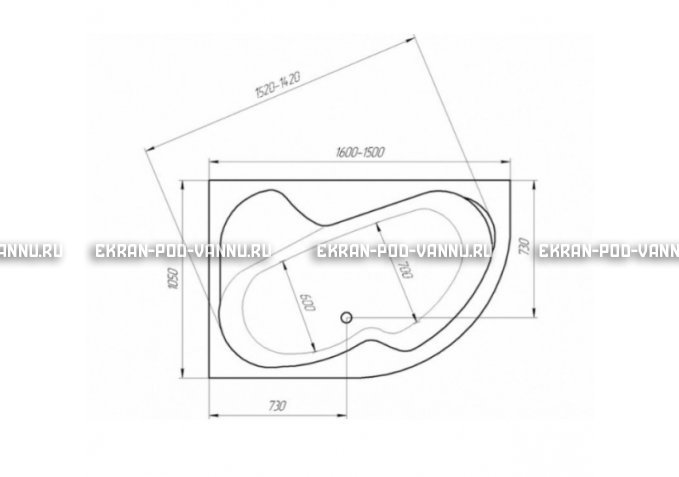 Акриловая ванна 1MarKa Aura 150x105 – купить по цене 16250 руб. в интернет-магазине в городе Пенза картинка 3