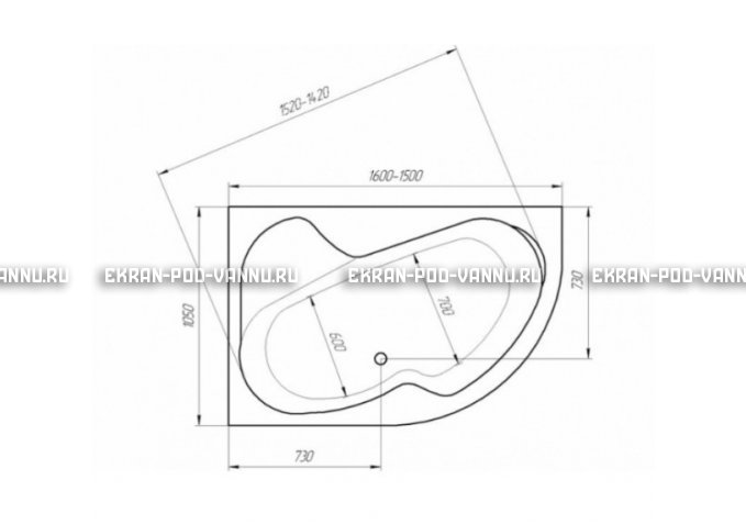 Акриловая ванна 1MarKa Imago 160x105 – купить по цене 16700 руб. в интернет-магазине в городе Пенза картинка 3