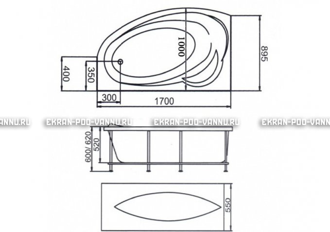 Акриловая ванна 1MarKa Julianna 170x100 – купить по цене 21320 руб. в интернет-магазине в городе Пенза картинка 3