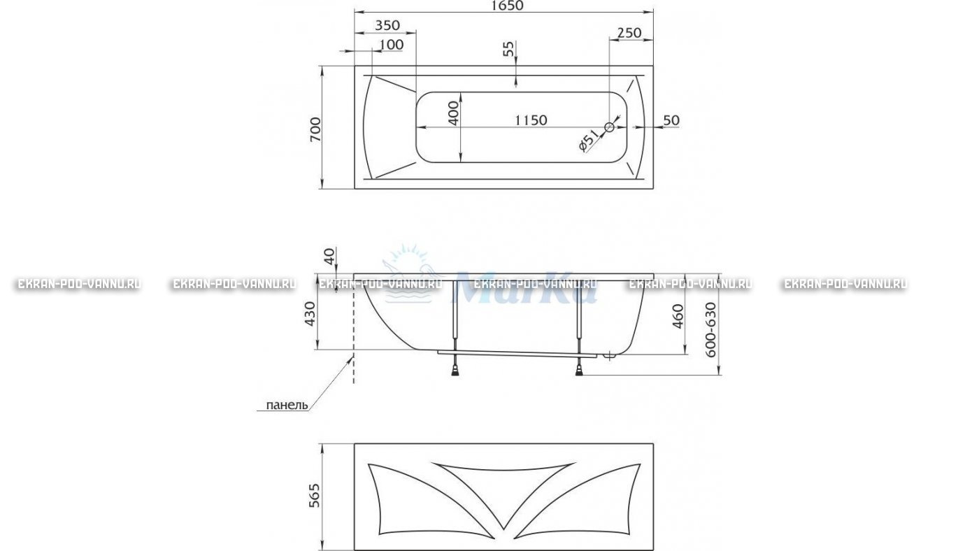 Акриловая ванна 1MarKa Modern 165x70 – купить по цене 9810 руб. в интернет-магазине в городе Пенза картинка 16