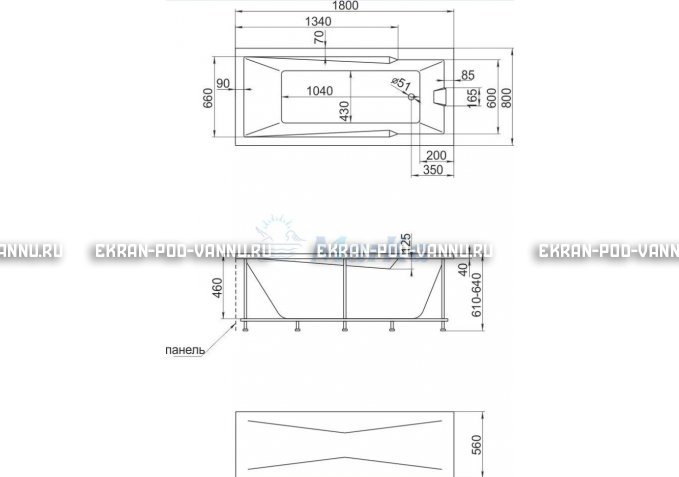 Акриловая ванна 1MarKa Raguza 180x80 – купить по цене 17854 руб. в интернет-магазине в городе Пенза картинка 4