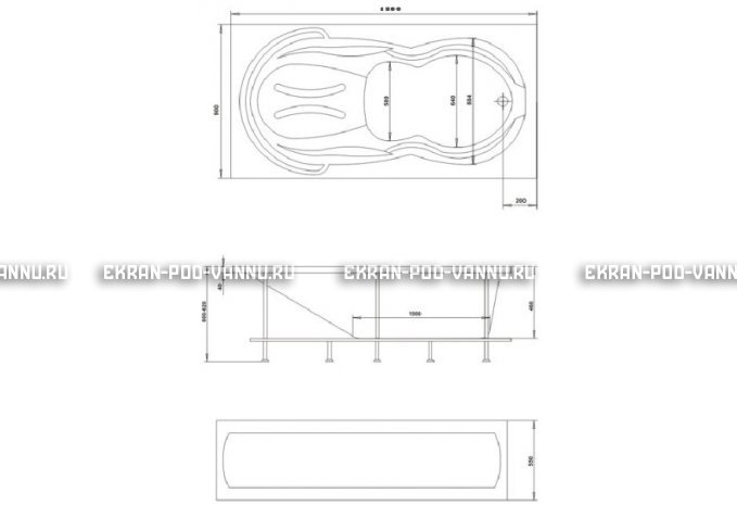 Акриловая ванна 1MarKa Taormina 180x90 – купить по цене 17670 руб. в интернет-магазине в городе Пенза картинка 3