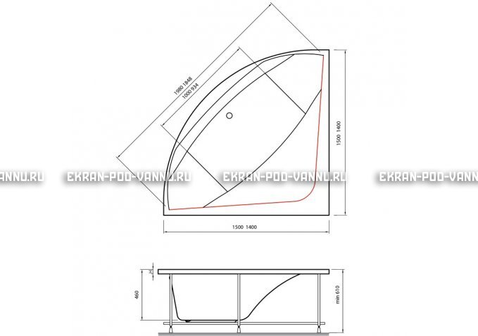 Акриловая ванна Vayer Boomerang 150x150 – купить по цене 59550 руб. в интернет-магазине в городе Пенза картинка 4