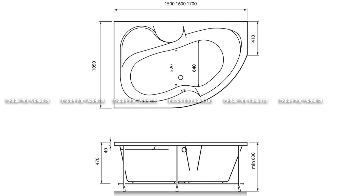 Акриловая ванна Vayer Azalia 150x105 – купить по цене 27800 руб. в интернет-магазине в городе Пенза картинка 16