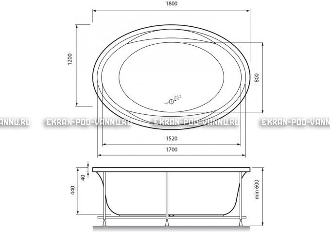 Акриловая ванна Vayer Opal 180x120 – купить по цене 33850 руб. в интернет-магазине в городе Пенза картинка 4