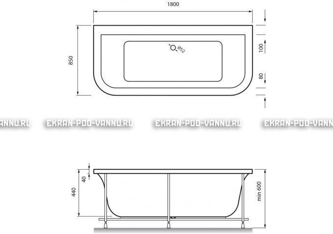 Акриловая ванна Vayer Options BTW 180x85 – купить по цене 25880 руб. в интернет-магазине в городе Пенза картинка 4
